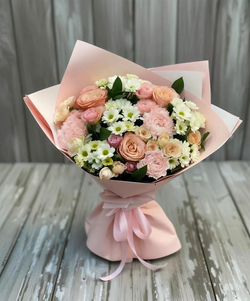 Букет цветов из: Гвоздики, Розы и Хризантемы в Сосновке