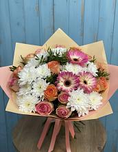 Букет цветов из:  Розы, Герберы и Хризантемы в Сосновке