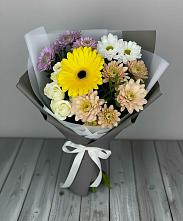Букет цветов из:  Розы, Герберы и Хризантемы #REPLACE_PRED# Сосновке