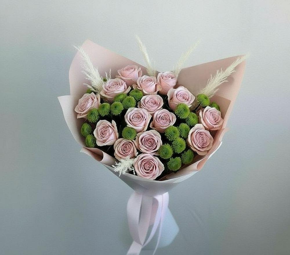 Букет цветов из: Розы и Хризантемы в Сосновке