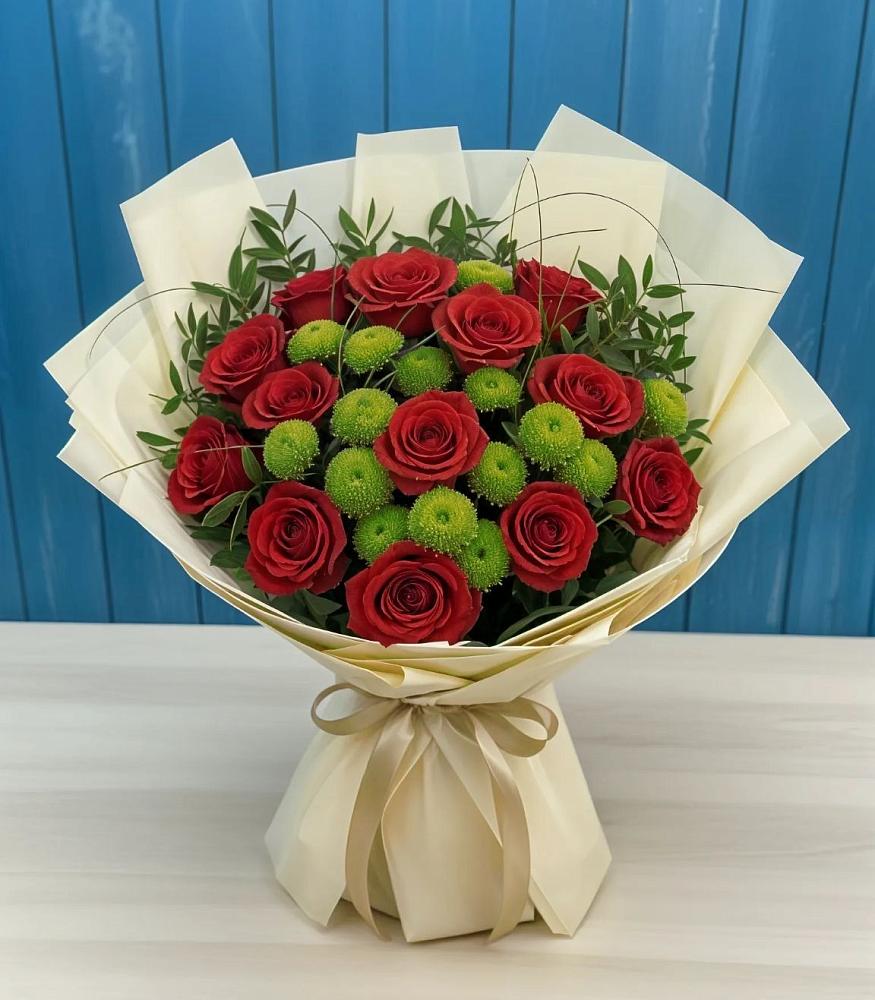 Букет цветов из: Розы и Хризантемы в Сосновке